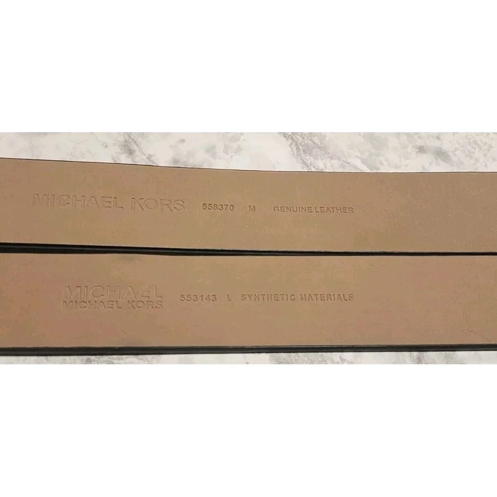 MICHAEL KORS Women's‎ MK Logo Belt Size M/L Brown & Black New Gold Silver